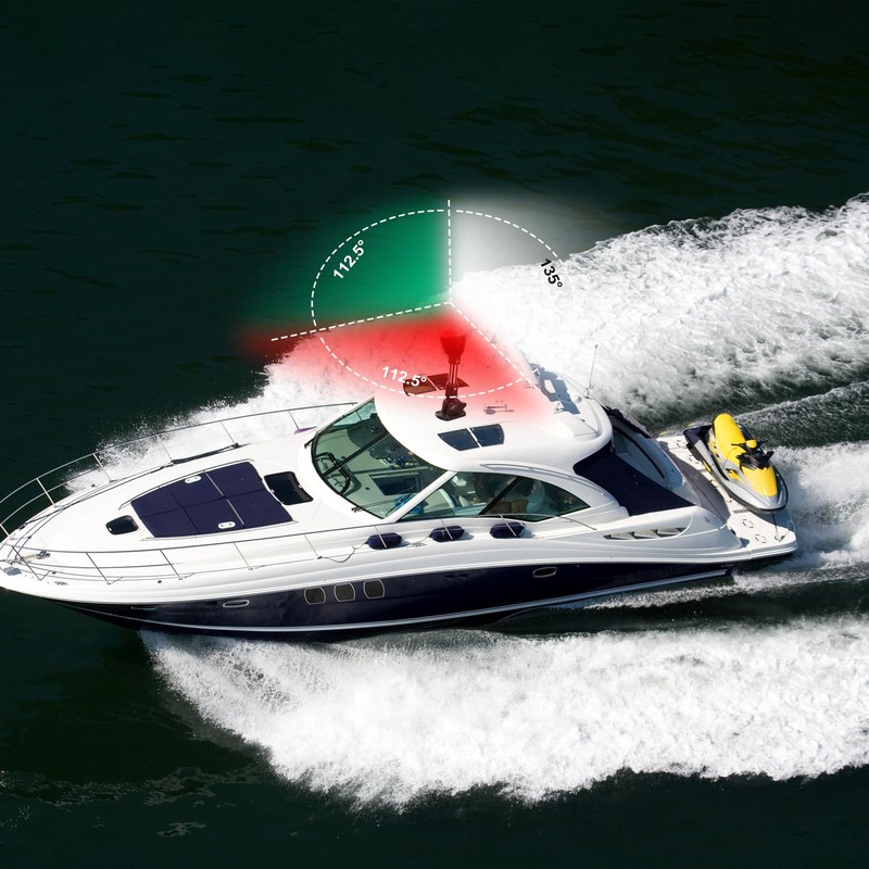 CLGMarine LED Tri-Color Navigation Light,Bimini Top Red-Green-White Combination Boat Bow
