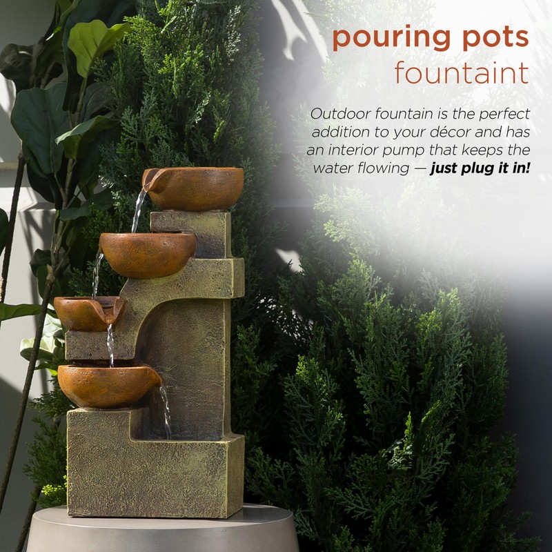 Alpine Corporation WCT726 Indoor/Outdoor Tabletop Tiered Pouring Pots Waterfall Fountain