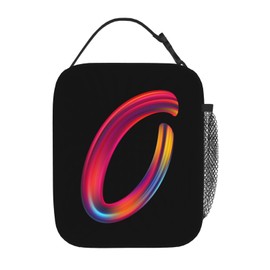 Colorful Initial Lunch Box for Kids, Small Insulated Lunch Bag for Men Women, Reusable Portable Lunch Tote for Boys Girls Students, Thermal Cooler Bag for Work, Travel, Picnic, Rainbow Letter O