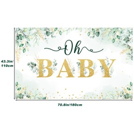 Baby Shower Decorations, 5.9x3.6ft Baby Shower Backdrop Banner Gender Reveal Decoration Neutral Gold Baby Shower Favours for Newborn Boys Girls