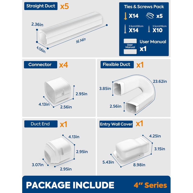 Nouscan 4" 9.5Ft Mini Split Line Set Cover with Flexible