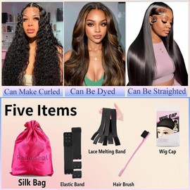 Rruaneal 30 Inch Lace Front Wig Human Hair 13X4 Body Wave Lace Front Wigs Human Hair Pre Plucked 200 Density Frontal Black Wigs for Black Women