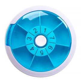 Pillendose, Pillen-Organizer, tragbar, automatisch, drehbar, rund, 7 Tage, Pillendosen, Tablett, Medikamentenbox, Halter für tägliche Medikamente, Vitamine, Nahrungsergänzungsmittel, BPA-frei (Blau)