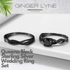 Queena CZ Wedding Ring Set for Women Black Sterling Silver
