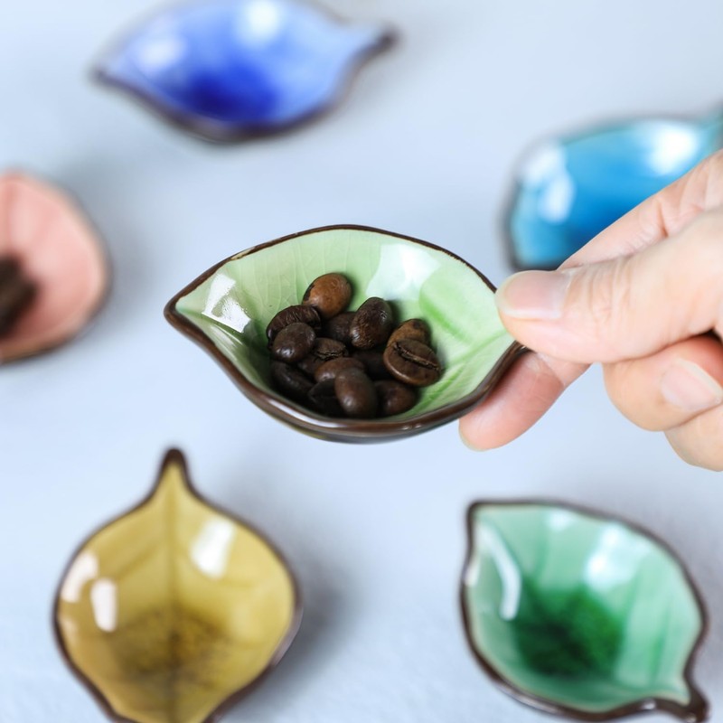 Colias Wing Colorful Leaf Shape Design Multipurpose Porcelain Side Dish