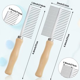 Tessco for you 2 Pcs Dog Metal Combs Cat Wooden Handle Grooming Combs Stainless Steel Hairbrush Double Side Metal for Pet Dog Grooming Brush Pet Cat Flea Hairbrush for Long Short Hair Fur Brush Tool