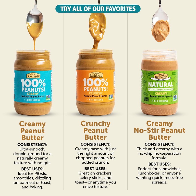 Crazy Richard's All-Natural Vegan Peanut Butter with No Added Sugar