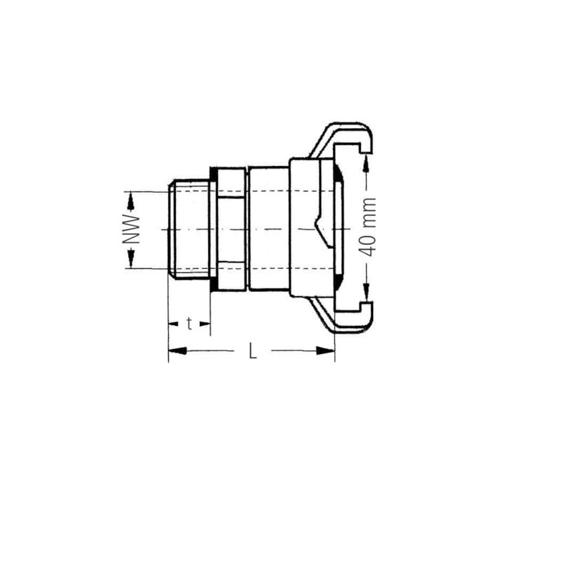 Geka 20111ASB Threaded Part 2000" with Male Thread G 3/4"