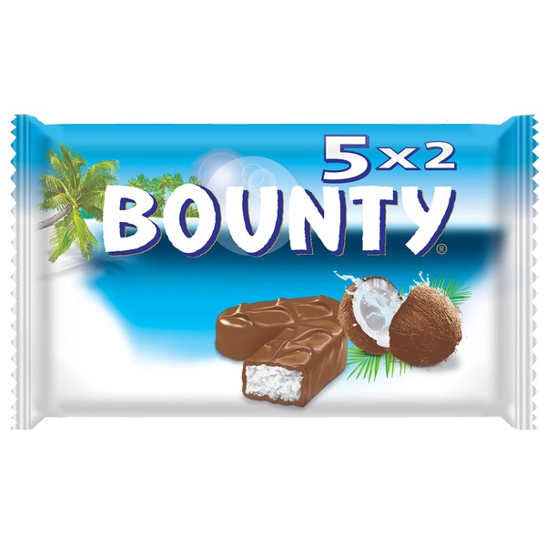 BOUNTY - Barres chocolat et noix de coco - 5 sachets de 2 barres - 5 x 57g - 285g