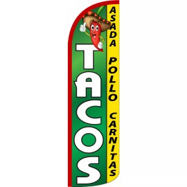 NeoPlex Tacos Green 3 ft X 11 1/2 ft Windless Swooper Flag