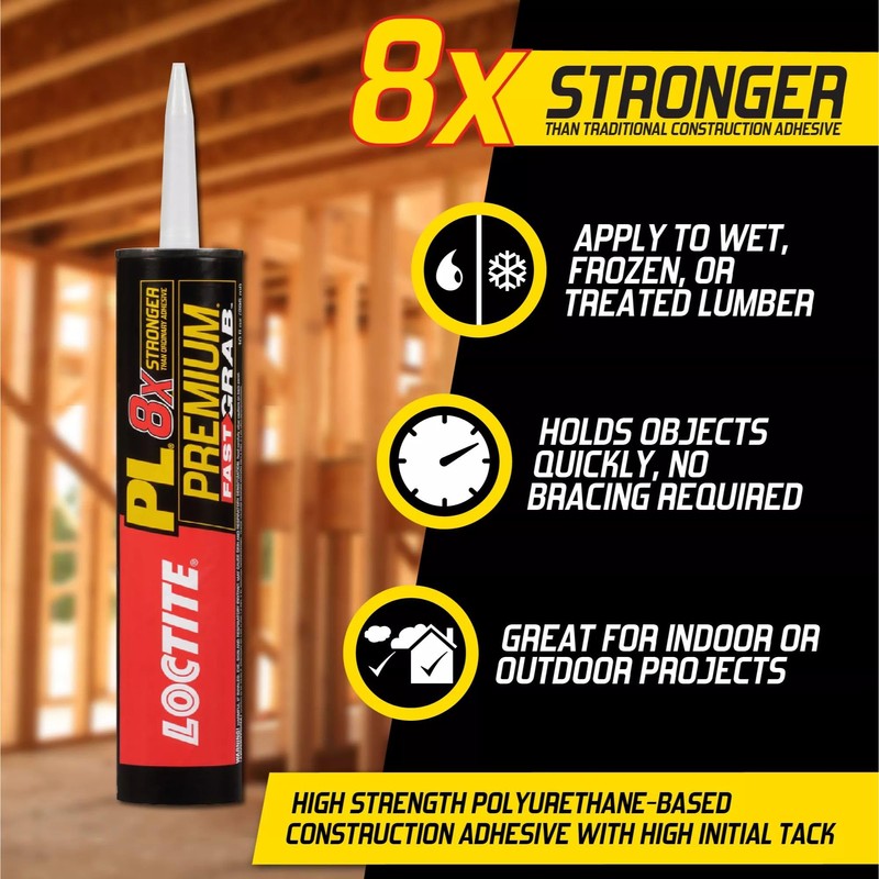 Loctite PL Premium Fast Grab Polyurethane Construction Adhesive, 10 fl