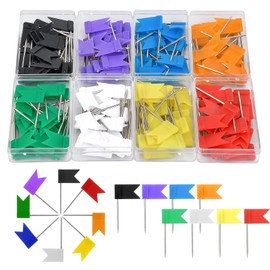 Pack of 320 Map Flag Pins, Flag Pins, Bulletin and Maps, for Home, Office and School Map Photo (8 Colours)