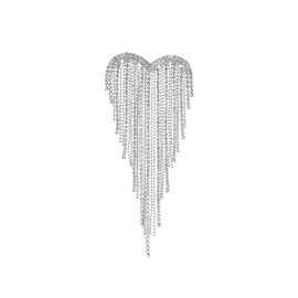 Heart Tassel Rhinestones Brooches Lapel Pins Delicate Luxury Sparkly Crystal Hearted Love Charm Brooch Classic for Women Ladies Girls for Wedding Party Dance Banquet Dainty Elegant Beautiful Pins Dress Suit Shirt Ceremony Clothes Accessories Jewelry Vale
