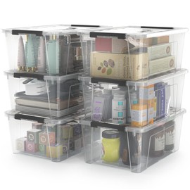 WYT WYT Clear Storage Latch Bins, 6-Pack Storage Organizer Box with Handle and Lids, 5-Litre