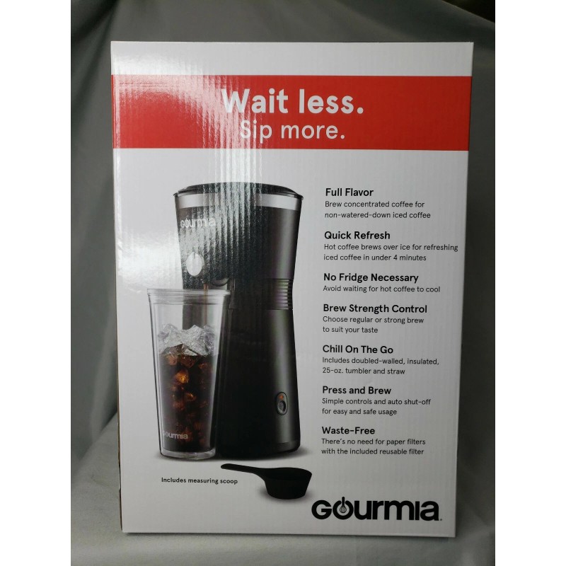 Gourmia Iced Coffee Maker with Brew-Strength Control Reusable Filter and