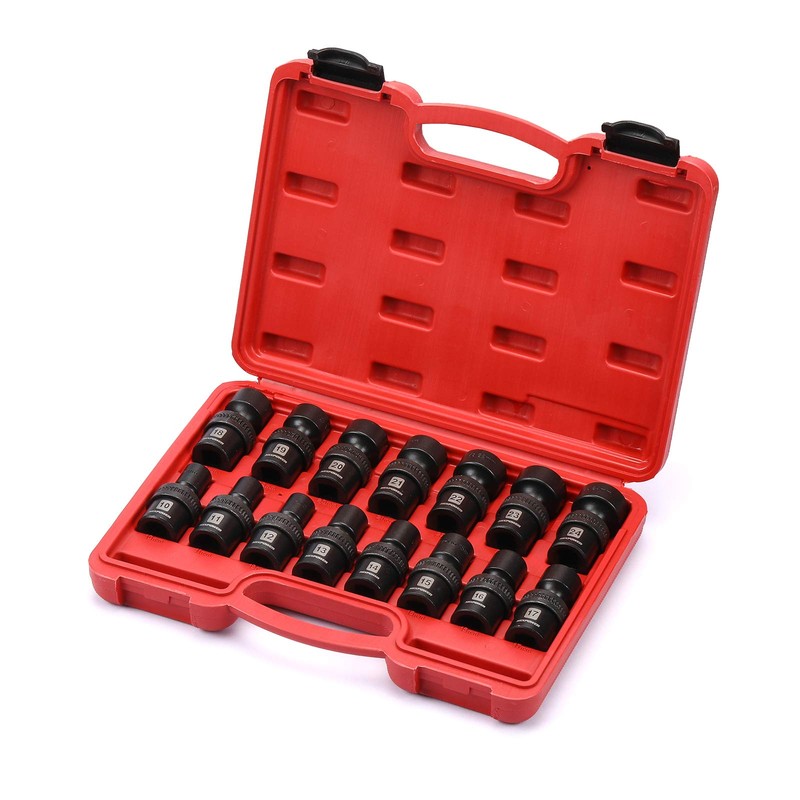 MIXPOWER 15-piece 1/2" Drive Shallow Universal Impact Socket Set, 6