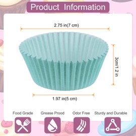 HARFINGTON 300 Count Cupcake Liners Light Blue Cupcake Cups Standard Size Muffins Liners Papers Baking Cups Wrappers Greaseproof for Party Wedding Birthday