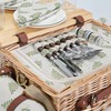 Multifunctional Wicker Picnic Basket Set for 4 with Blanket and