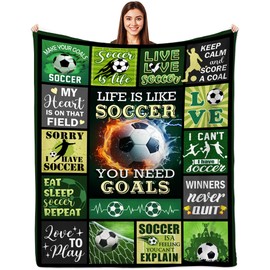 Soccer Blanket Gifts for Boys, Gifts for Soccer Players Boys, Teen Boys Soccer Gifts, Soccer Lovers Gifts,Soccer Stuff for Boys, Soft Flannel Soccer Blanket for Boys Adults Kids 60"" X50