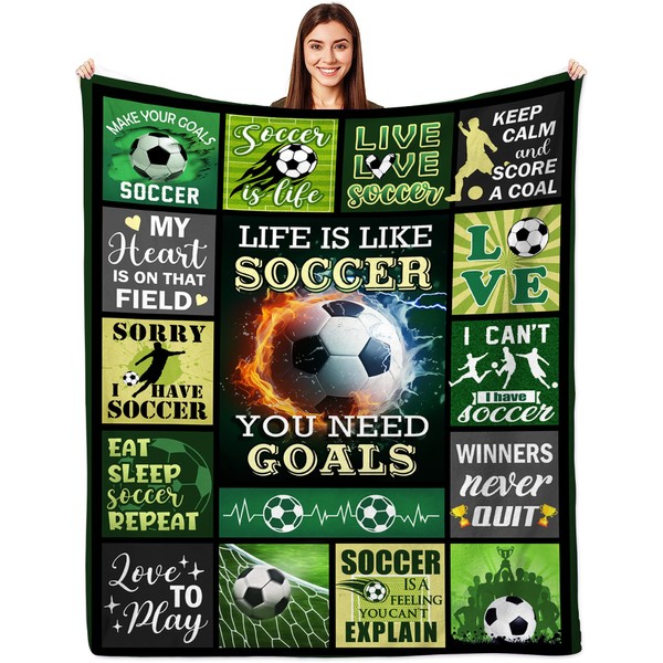 Soccer Blanket Gifts for Boys, Gifts for Soccer Players Boys,