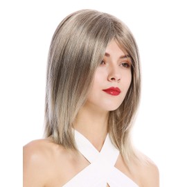 WIG ME UP - GFW2472-18T22 Quality Lady Wig shoulder-length fringe parting straight brown blond streaked highlights 17inch