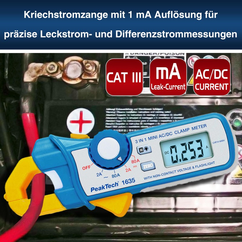 PeakTech P 1635 Power Clamp Meter/Leak & DIFFERENTIAL Current/Power Pliers