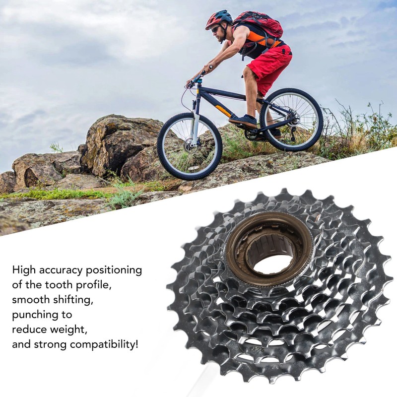 7 Speed Freewheel 13‑28T Bike Threaded Flywheel Silver Steel Bike