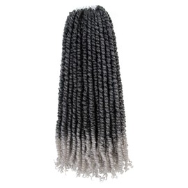 BOHOBABE Long Pre-twisted Passion Twist Crochet Hair 20 Inch Pre-looped Long Gray Crochet Passion Twist Braiding Hair 8 Packs Soft Bohemian Twists (T1B/grey)