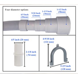 DLHMBOQ 10ft Washing Machine Drain Hose Extension Kit - Universal for Washer, Dishwasher & Dehumidifier, 7-Piece Set with U-Bracket, 4 Clamps & Adapter
