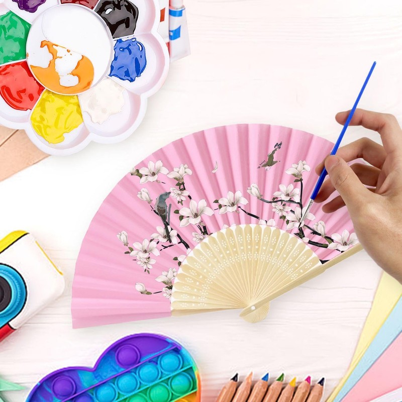 YSJCHEBS 2 Small Hand Fans, 2 Storage Pockets, 2 Brushes,