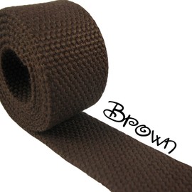 Cotton Webbing - 1 1/4" Medium Heavy Weight - 10 Yard or 20 Yard Increments (10 Yards, Brown)