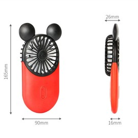 DECVO Cute Personal Mini Fan, Handheld & Portable USB Rechargeable Fan with Beautiful LED Light, 3 Adjustable Speeds, Portable Holder, for Indoor Or Outdoor Activities, Cute Mouse 2 Pack (Red+Yellow)