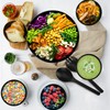 ShineMe Black Salad Bowl Set, 9.8inches Large Bamboo Fiber Salad