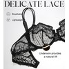 DotVol Women's Large Sizes Transparent Underwired Unlined Balconette Bra Lace