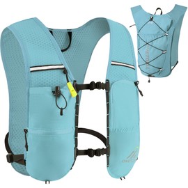 ONETOALL Running Vest Women 6L, Reflective Hydration Backpack Mens, Lightweight 150g for Trailrunning Hiking Marathon, Blue Single Pack