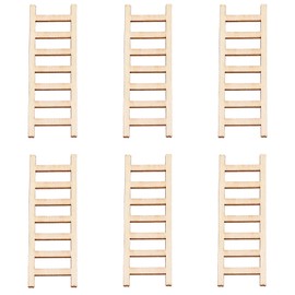 2.4" Miniature Wooden Ladder, 6 Pack Mini Wood Dollhouse Straight Ladders DIY Craft Accessories, Natural Color
