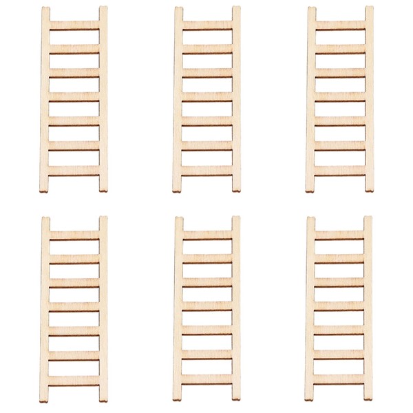 2.4" Miniature Wooden Ladder, 6 Pack Mini Wood Dollhouse Straight