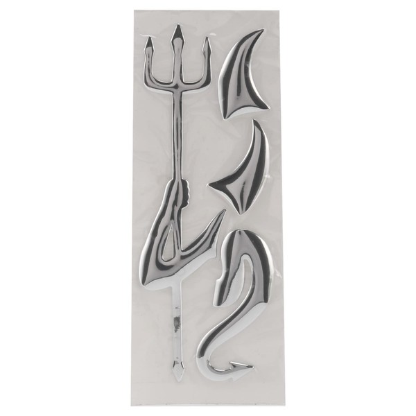 Geieold 3D Chrome Silver Car Sticker Devil Emblem