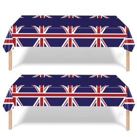 2Pcs Union Jack Flag Table Cover 137x274cm Plastic Tablecloth, VE Day 80th Anniversary table cloth British Patriotic Decor for Outdoor Street Parties, National Celebrations & UK Theme Events Table