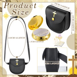 Huhumy 2 Pcs Pyx for Communion Host Catholic Leather Pyx Burse Cross Gold Toned Case Catholic Box for Communion Priests Deacons Eucharist Holy Gift