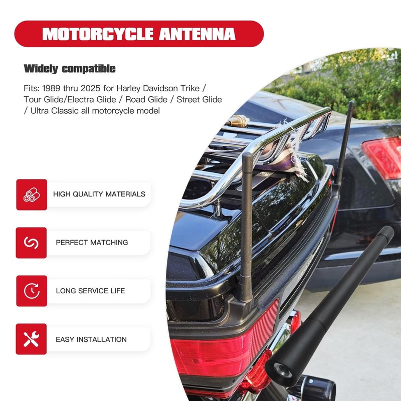 Xspeedonline 2X Rubber Short Antenna Replacement - for 1989-2025 Harley