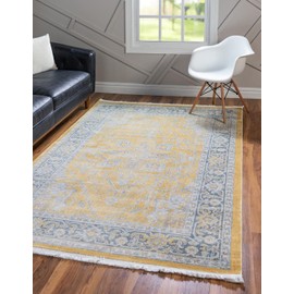 Unique Loom Baracoa Collection Area Rug - Prado (7' 1" x 10' Rectangle, Yellow/ Ivory)