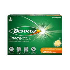 Berocca Energy Effervescent Tablets, Orange Flavour, 60 Tablets