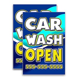 Car Wash Open (24" X 36") Vinyl Decal Only (Pack of 2)