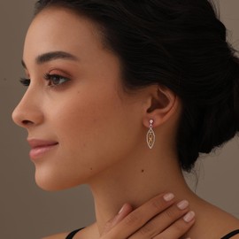 Charmsy 925 Sterling Silver Medium Two-Tone Twisted Drop Dangle Earrings Lightweight Infinity Drop Earrings for Women 28 MM