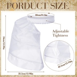 Mepase Victorian Dress Bustle Crinoline White Hoop Skirt Women Crinoline Bustle Cage Pannier Elastic Band Waist Adjustable Victorian Gothic Prom Dress Buttocks Hip Pannier Costume Gown One Size