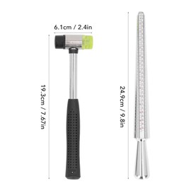 TYTOGE Herramienta de Medición de Medidor de Anillo, Calibre de Mandril, Kit de Fabricante de Medición de Martillo de Joyería, Varilla de Tamaño para Joyería
