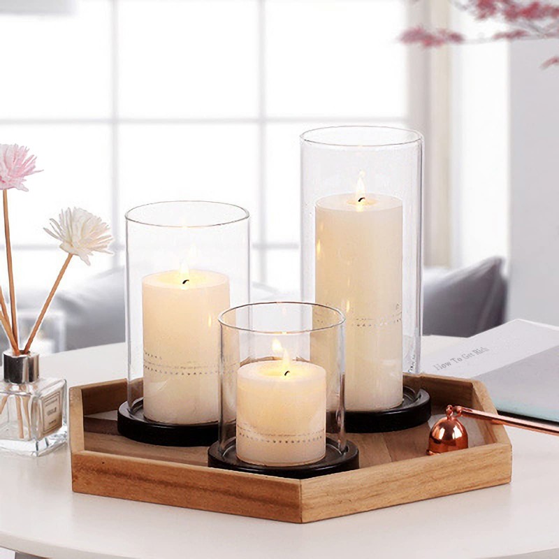 GLS Crystal Hurricane Candle Glass, Glas s Cylinder Open Both