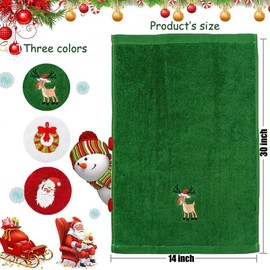 Christmas Hand Towels,YIMIKE 3 Piece Large Size 14x30 inch Maxs Dish Towel Bathroom Kitchen,100% Cotton,Decorative Dish Face Towels Set for Cleaning,Cooking and Decorations,Embroidered Holiday Design