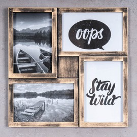 levandeo Picture Frame 4 Photos Black Copper Gold Stand Photo Gallery Photo Frame Photo Collage Collage Glass Panel Table Decoration